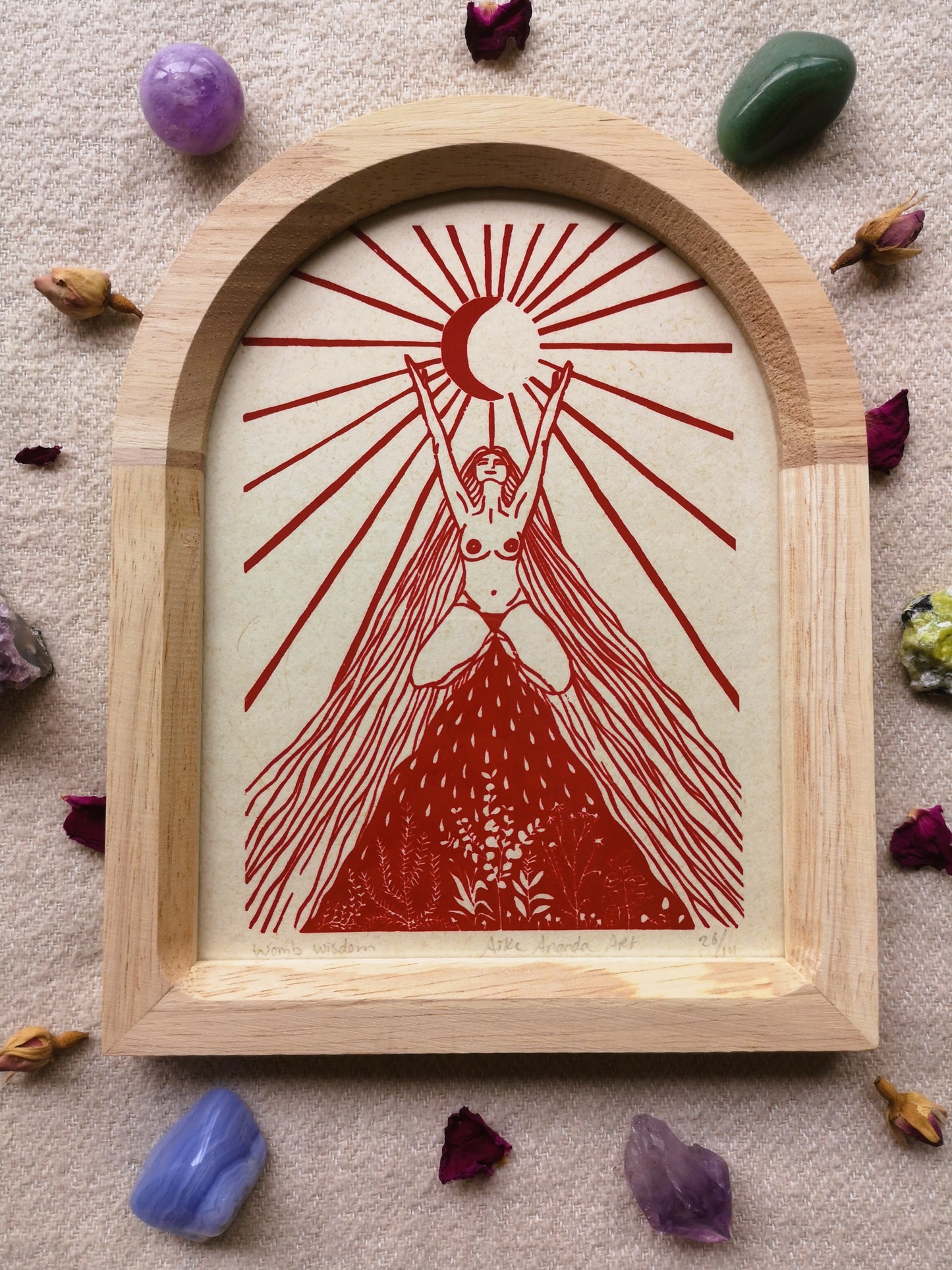 Womb Wisdom, feminine print, vrouwenprint, vrouwen kunst, menstruation art, cyclus kunst, moontime art. Divine feminine art.