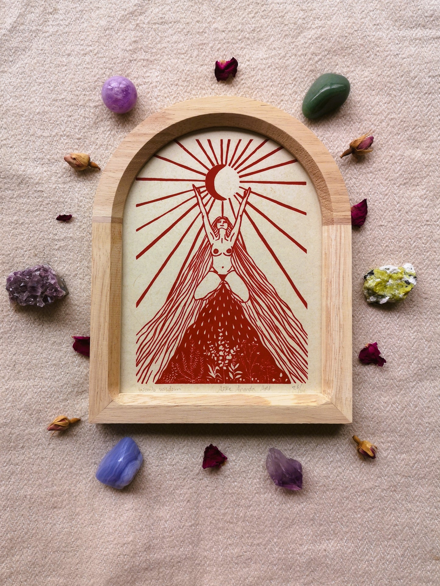 Womb Wisdom, feminine print, vrouwenprint, vrouwen kunst, menstruation art, cyclus kunst, moontime art. Divine feminine art.