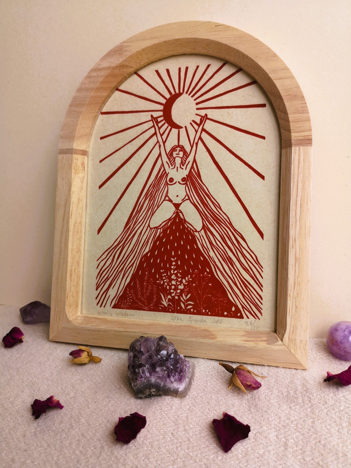 Womb Wisdom, feminine print, vrouwenprint, vrouwen kunst, menstruation art, cyclus kunst, moontime art. Divine feminine art.