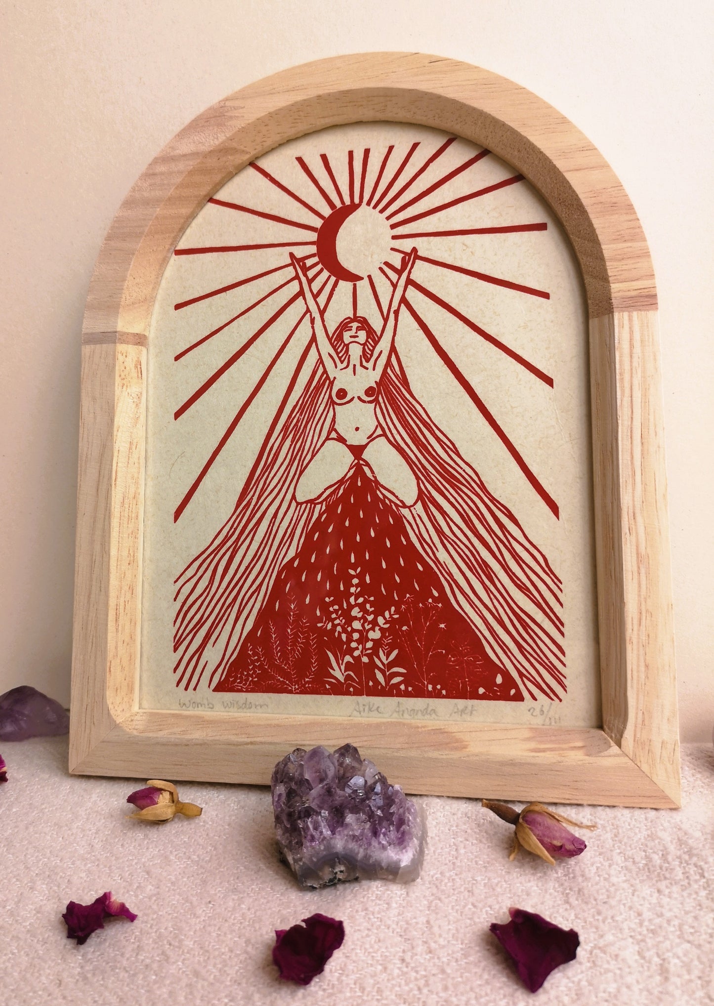 Womb Wisdom, feminine print, vrouwenprint, vrouwen kunst, menstruation art, cyclus kunst, moontime art. Divine feminine art.