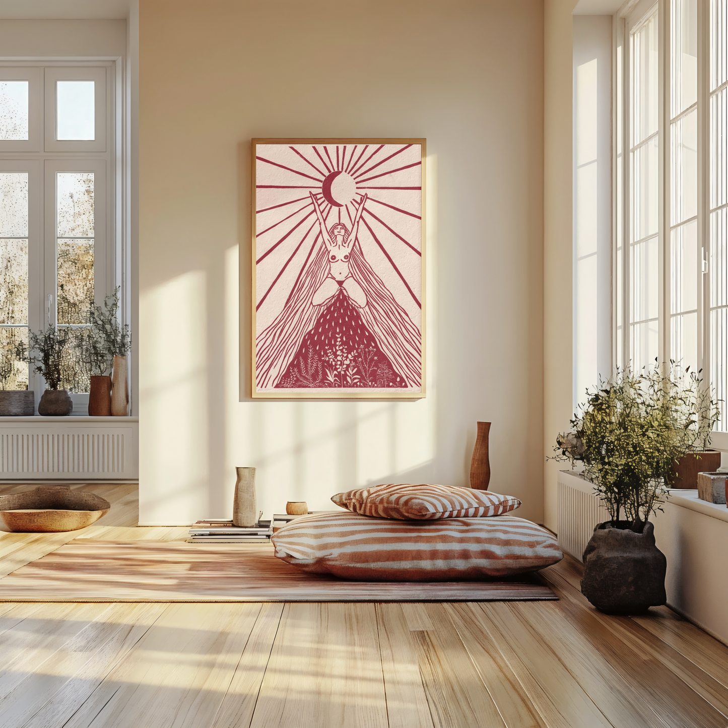 Vrouwenprint, cyclus kunst, vrouwen kunst, Womb Wisdom, Cyclisch leven