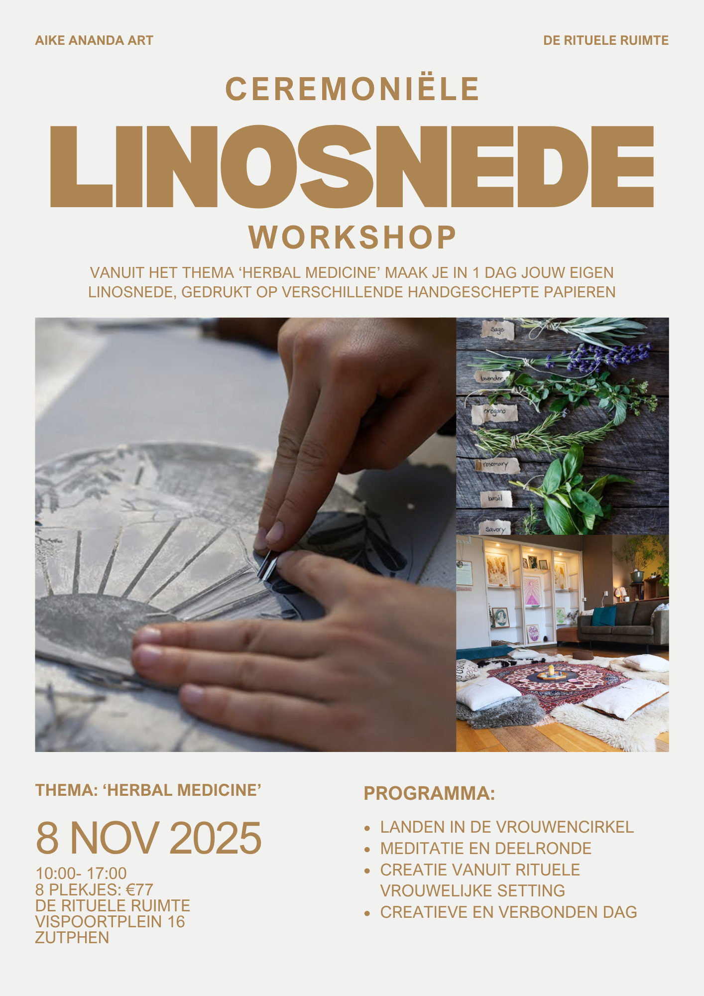 Ceremoniële linosnede workshop- HERBAL MEDICINE- 8 november
