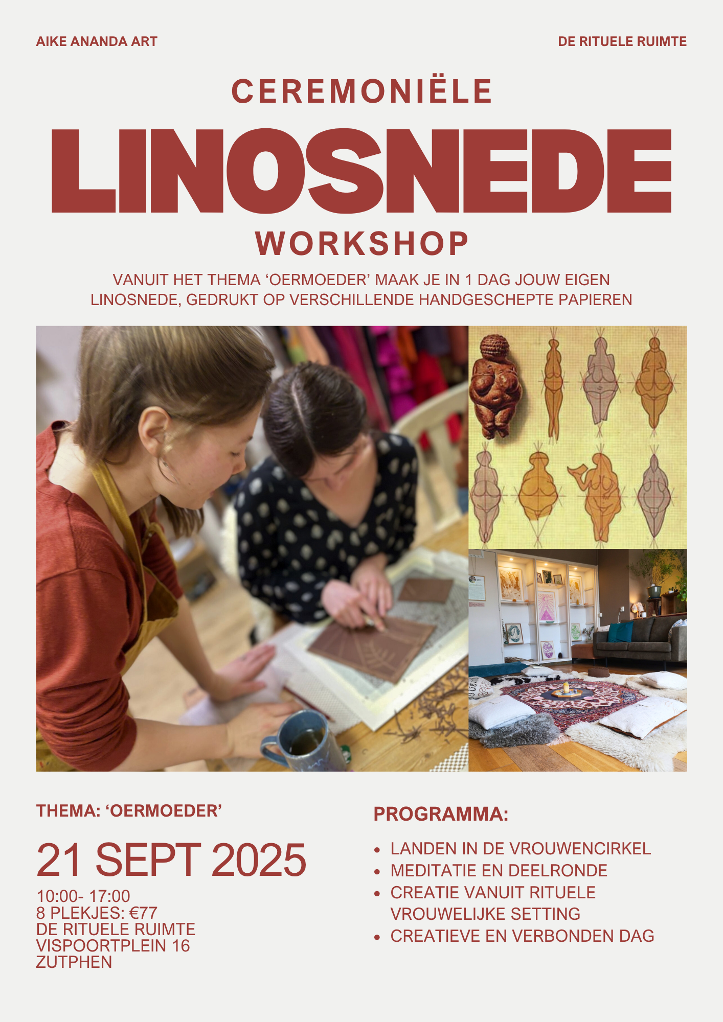 Ceremoniële linosnede workshop- OERMOEDER- 21 september