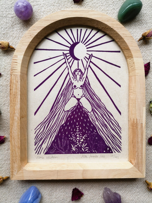 Womb Wisdom, feminine print, vrouwenprint, vrouwen kunst, menstruation art, cyclus kunst, moontime art. Divine feminine art.