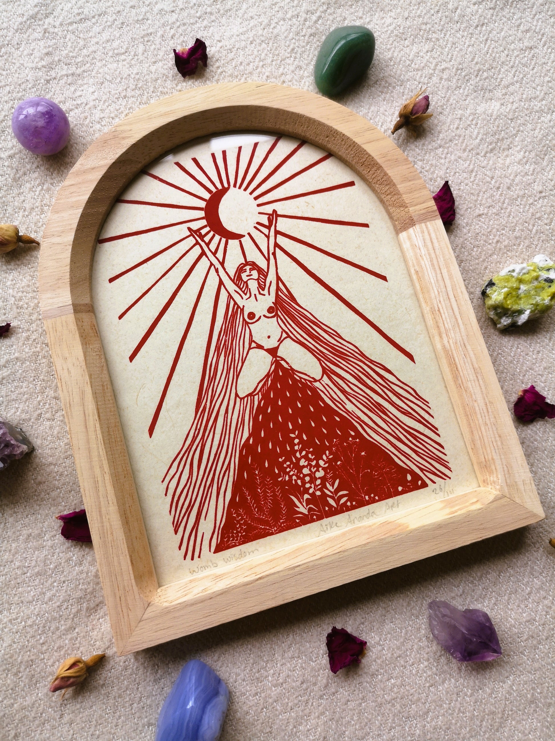 Womb Wisdom, feminine print, vrouwenprint, vrouwen kunst, menstruation art, cyclus kunst, moontime art. Divine feminine art.