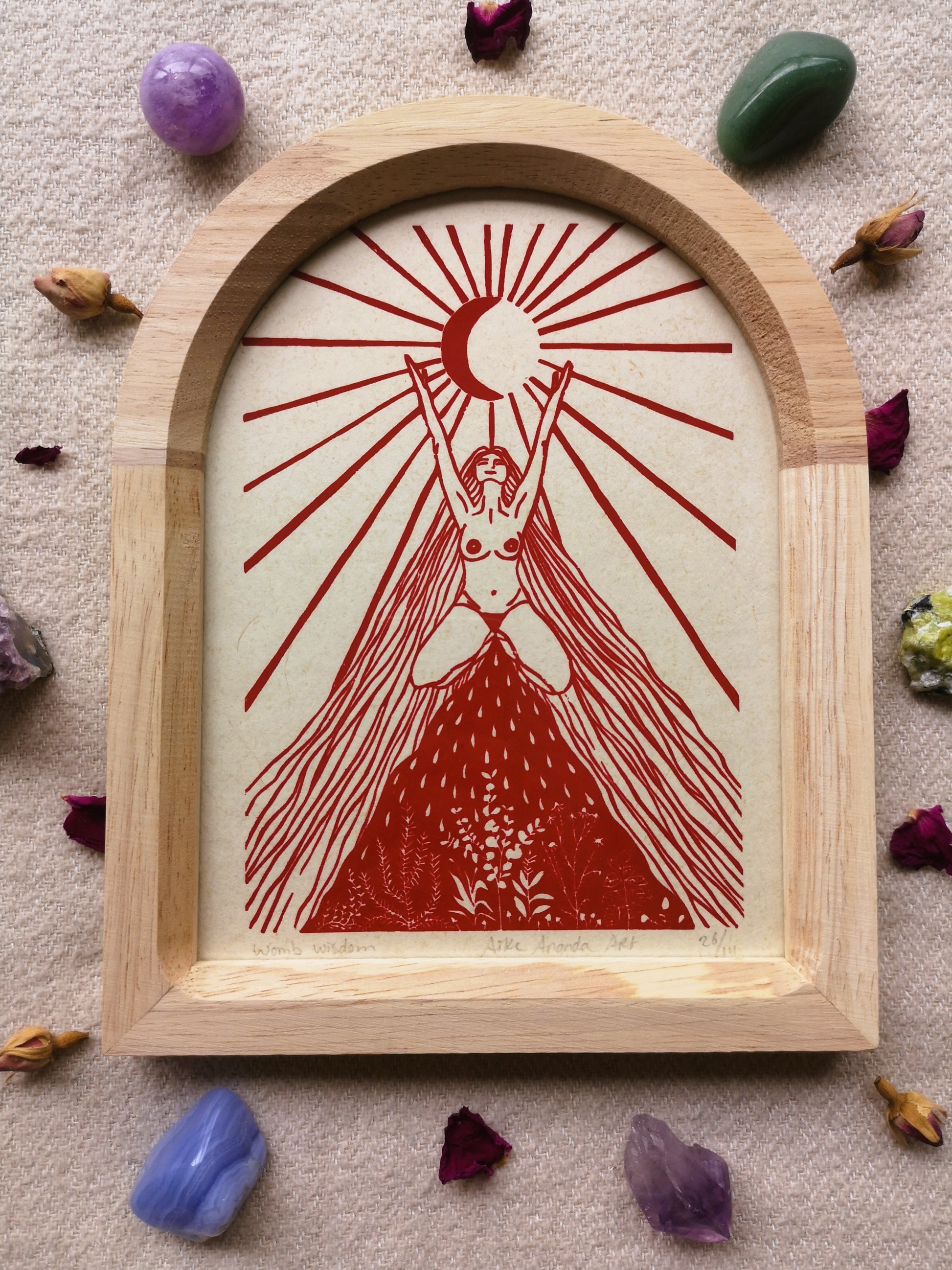 Womb Wisdom, feminine print, vrouwenprint, vrouwen kunst, menstruation art, cyclus kunst, moontime art. Divine feminine art.