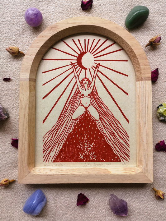 Womb Wisdom, feminine print, vrouwenprint, vrouwen kunst, menstruation art, cyclus kunst, moontime art. Divine feminine art.