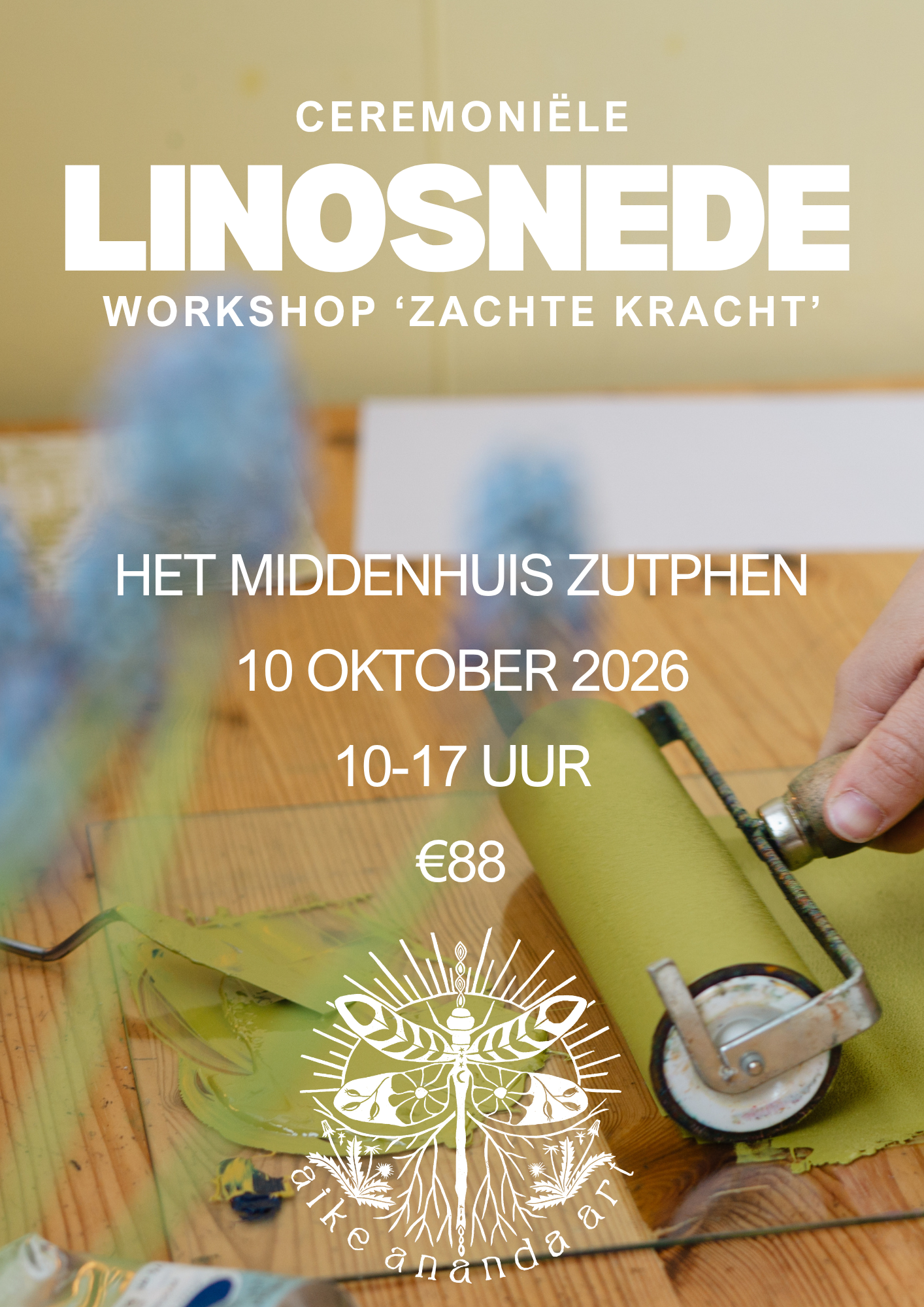 Linosnede workshop Zutphen Arnhem Gelderland Apeldoorn Deventer Utrecht Drenthe Zwolle Nijmegen Zeist Amsterdam Rotterdam Den Haag Groningen Breda Aike Ananda Art