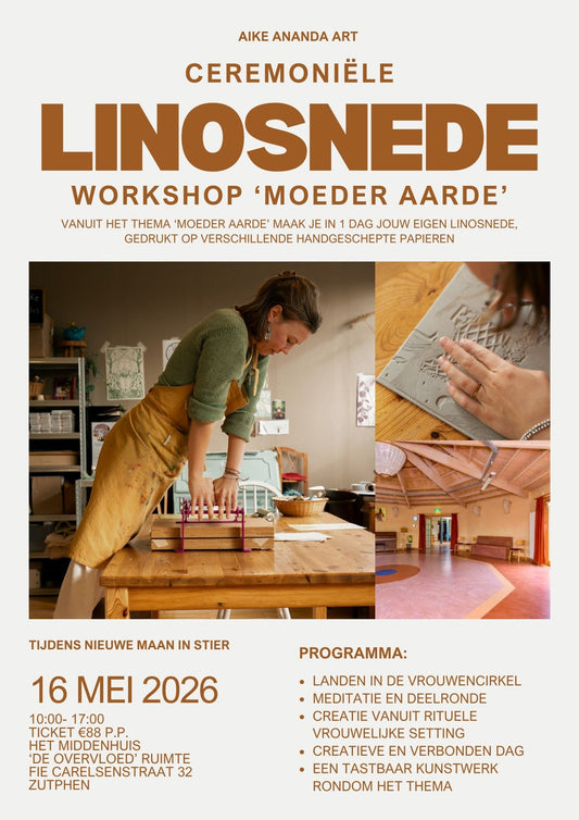 Linosnede workshop Zutphen Arnhem Gelderland Apeldoorn Deventer Utrecht Drenthe Zwolle Nijmegen Zeist Amsterdam Rotterdam Den Haag Groningen Breda Aike Ananda Art