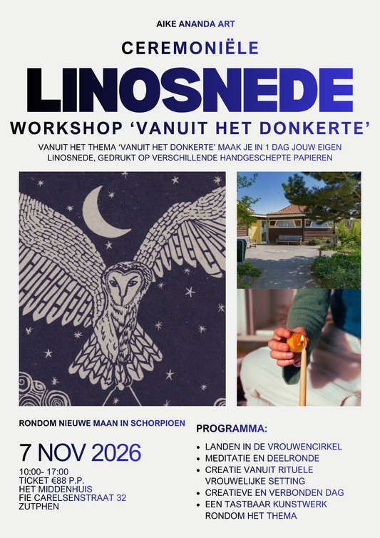 Linosnede workshop Zutphen Arnhem Gelderland Apeldoorn Deventer Utrecht Drenthe Zwolle Nijmegen Zeist Amsterdam Rotterdam Den Haag Groningen Breda Aike Ananda Art