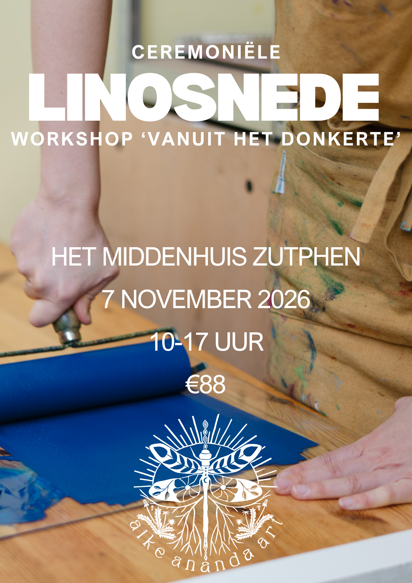 Linosnede workshop Zutphen Arnhem Gelderland Apeldoorn Deventer Utrecht Drenthe Zwolle Nijmegen Zeist Amsterdam Rotterdam Den Haag Groningen Breda Aike Ananda Art