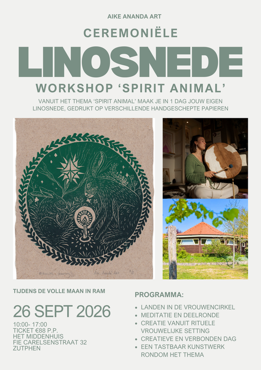 Linosnede workshop Zutphen Arnhem Gelderland Apeldoorn Deventer Utrecht Drenthe Zwolle Nijmegen Zeist Amsterdam Rotterdam Den Haag Groningen Breda Aike Ananda Art