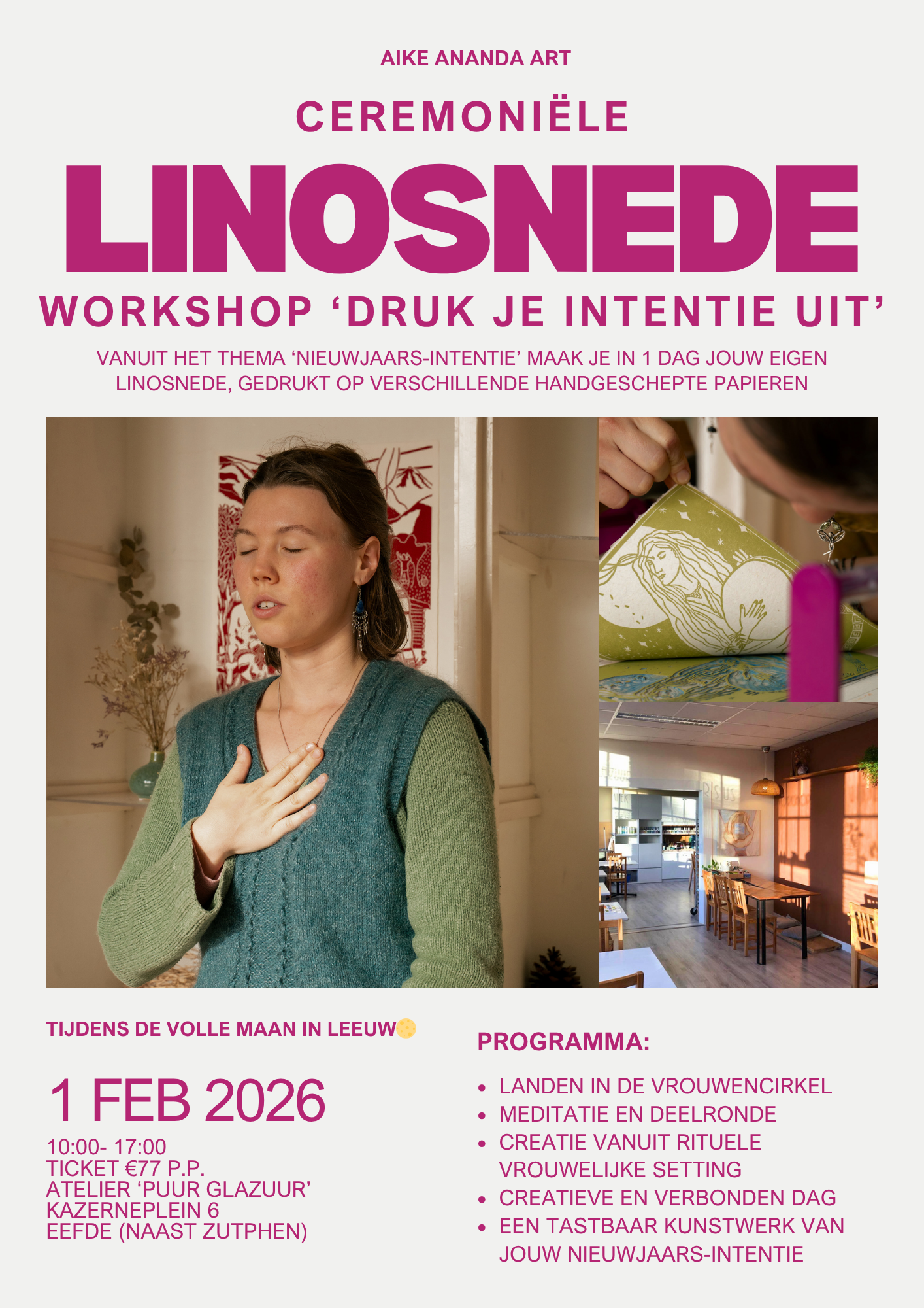 Ceremoniële linosnede workshop- 'Druk je intentie uit'- 1 februari