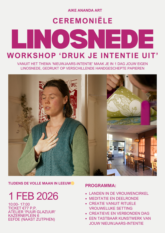 Ceremoniële linosnede workshop- 'Druk je intentie uit'- 1 februari